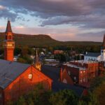 Sunset over Easthampton, MA and Mount Tom