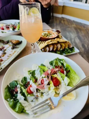 wedge salad,mocktail feta dip at farm to table restaurant